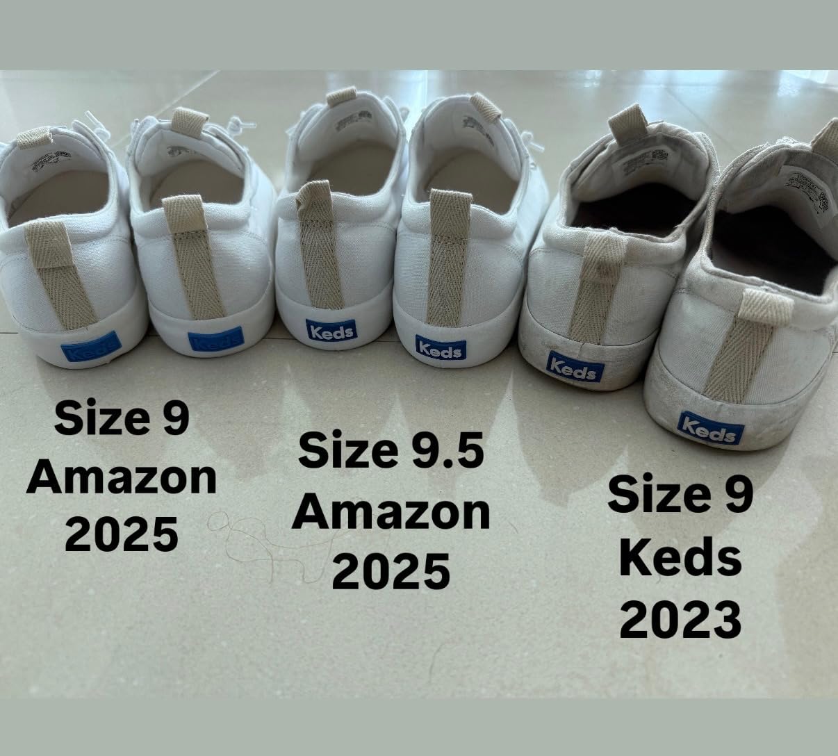 Keds Kickback showing label variations and different model versions for comparison
