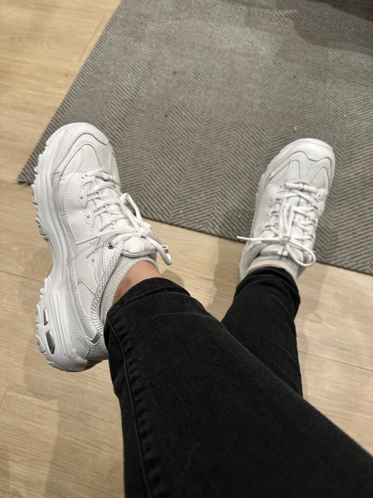 Skechers D'Lites showing wide toe box accommodation for wider feet