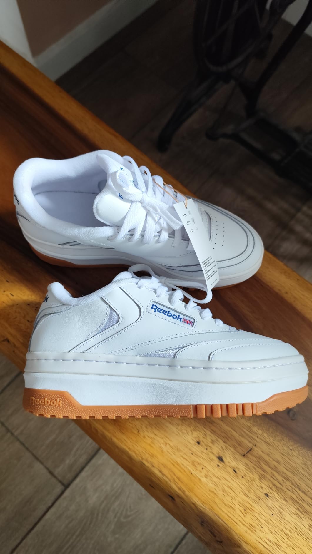 Reebok Women's Club C Extra Platform Sneakers white leather design with 2-inch platform sole