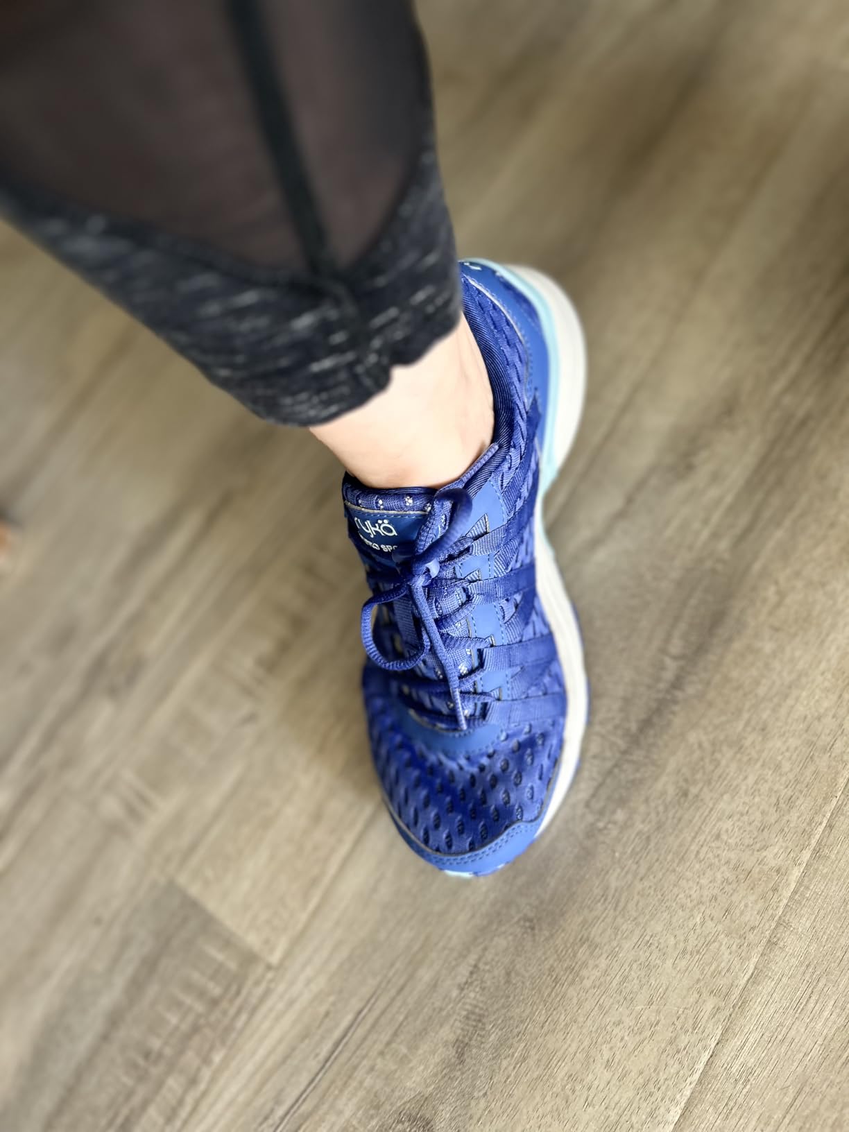 Ryka Hydro Sport flexibility test showing toe bend and construction quality under dynamic movement