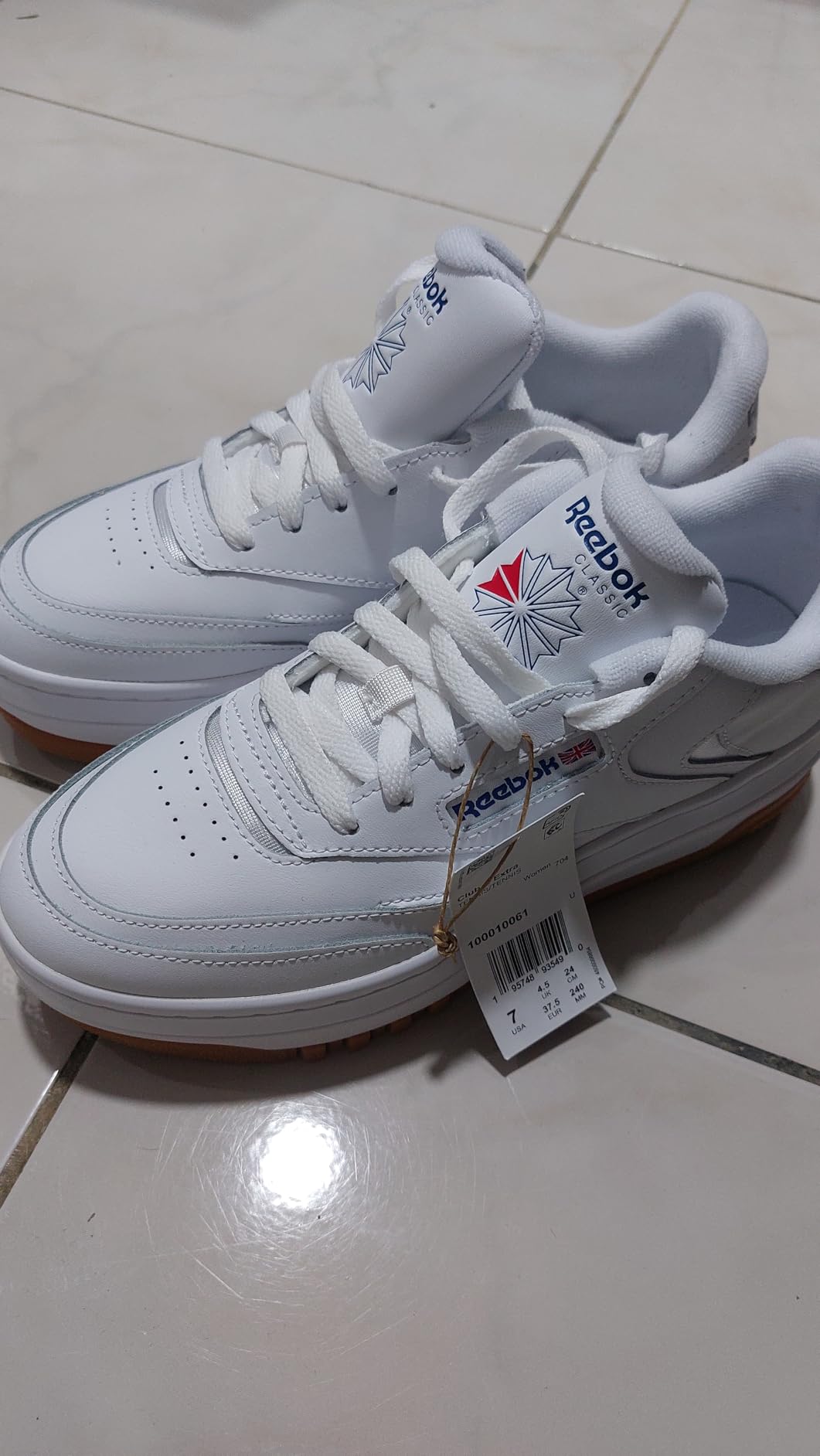 Final product shot of Reebok Club C Extra platform sneakers showcasing the complete design