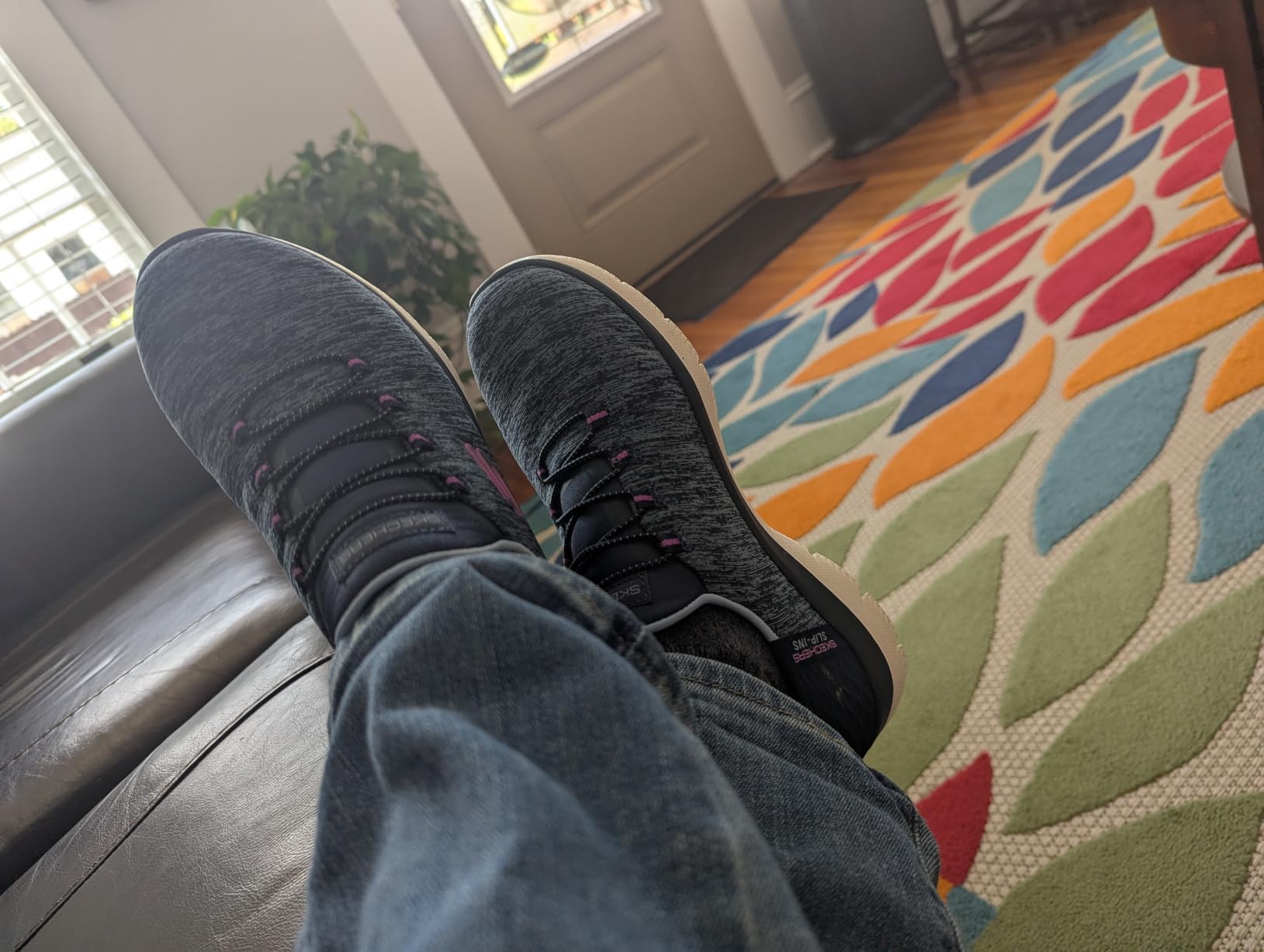 Close-up view of Skechers memory foam insole and air-cooled cushioning system