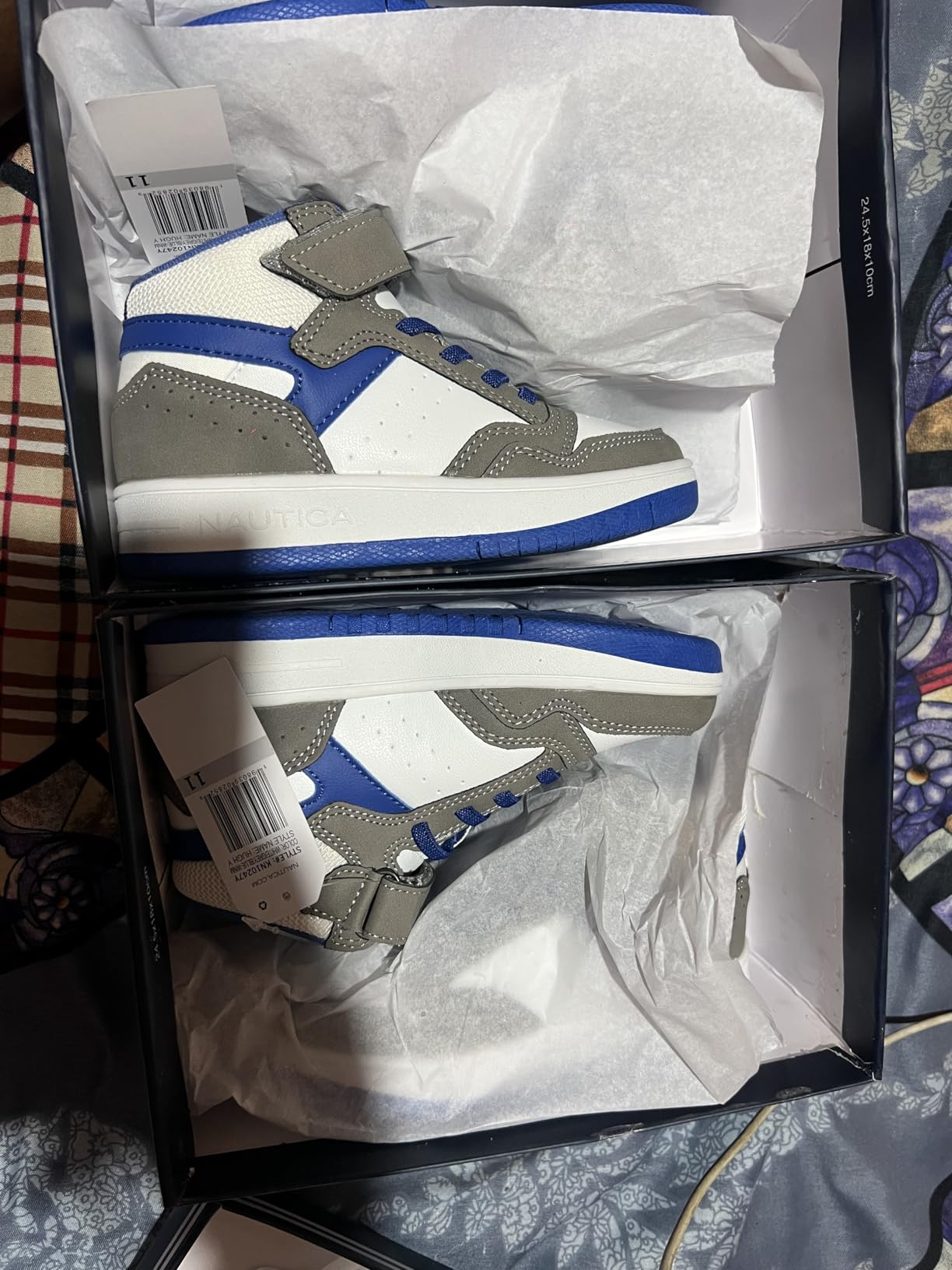 Nautica Kids Horizon sneakers navy blue high-top design showing overall shoe construction and silhouette