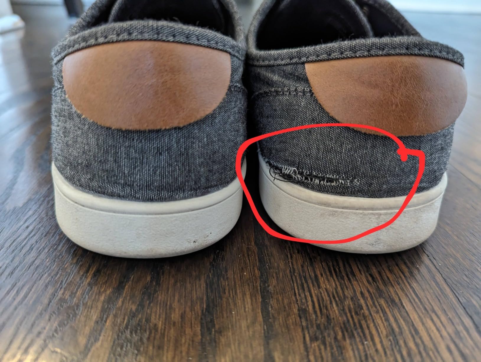 Large tear and sole separation on Steve Madden Fenta — heavy use documentation