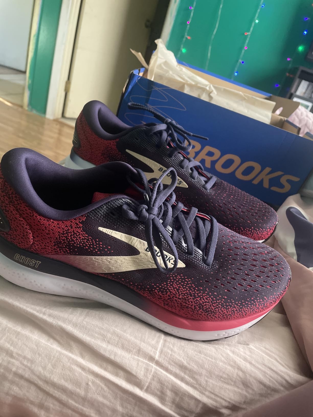 Brooks Ghost 16 shown during active running use demonstrating fit and comfort during exercise