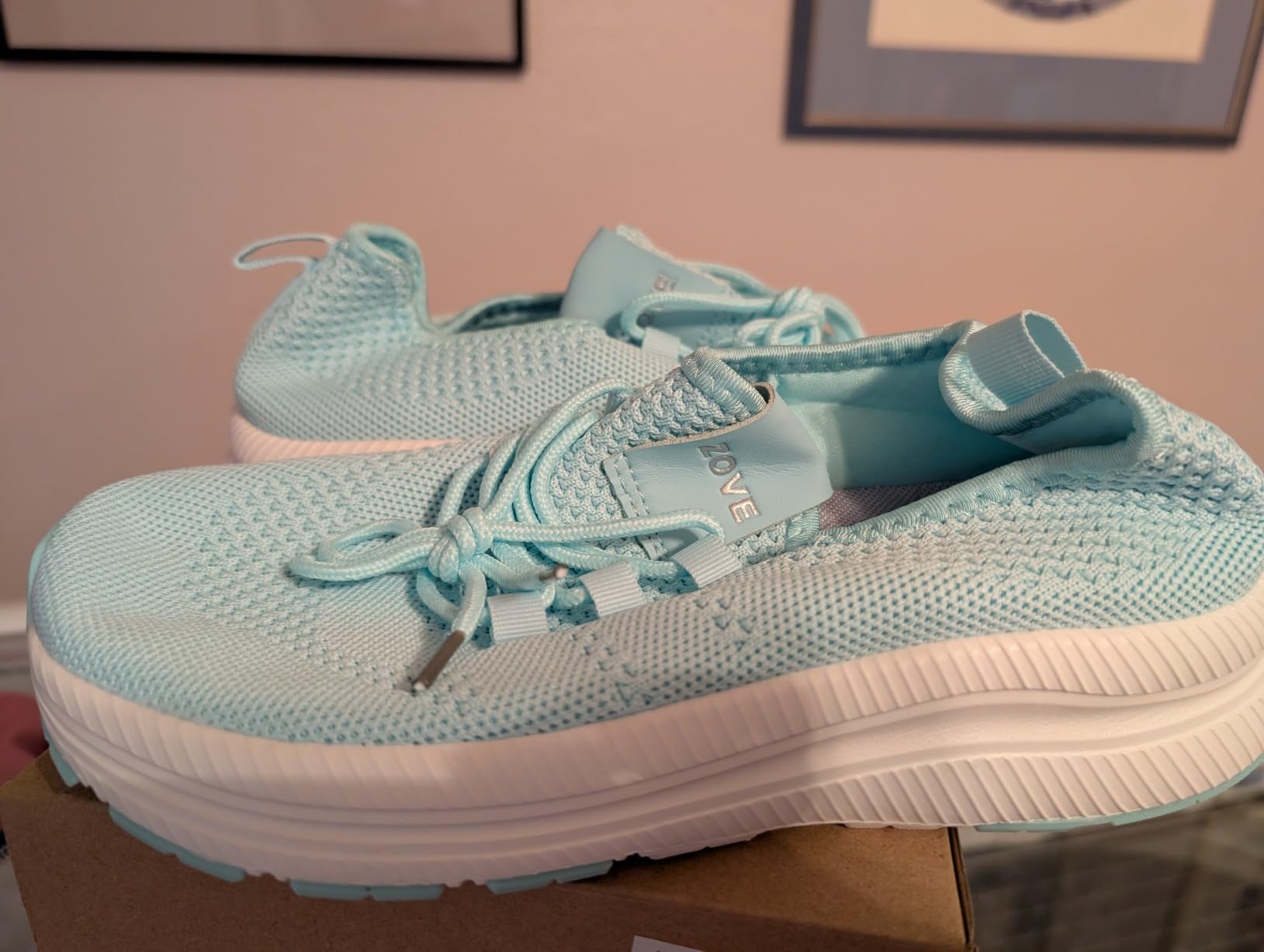 Interior view of ZOVE shoe showing the insole design and minimal internal structure