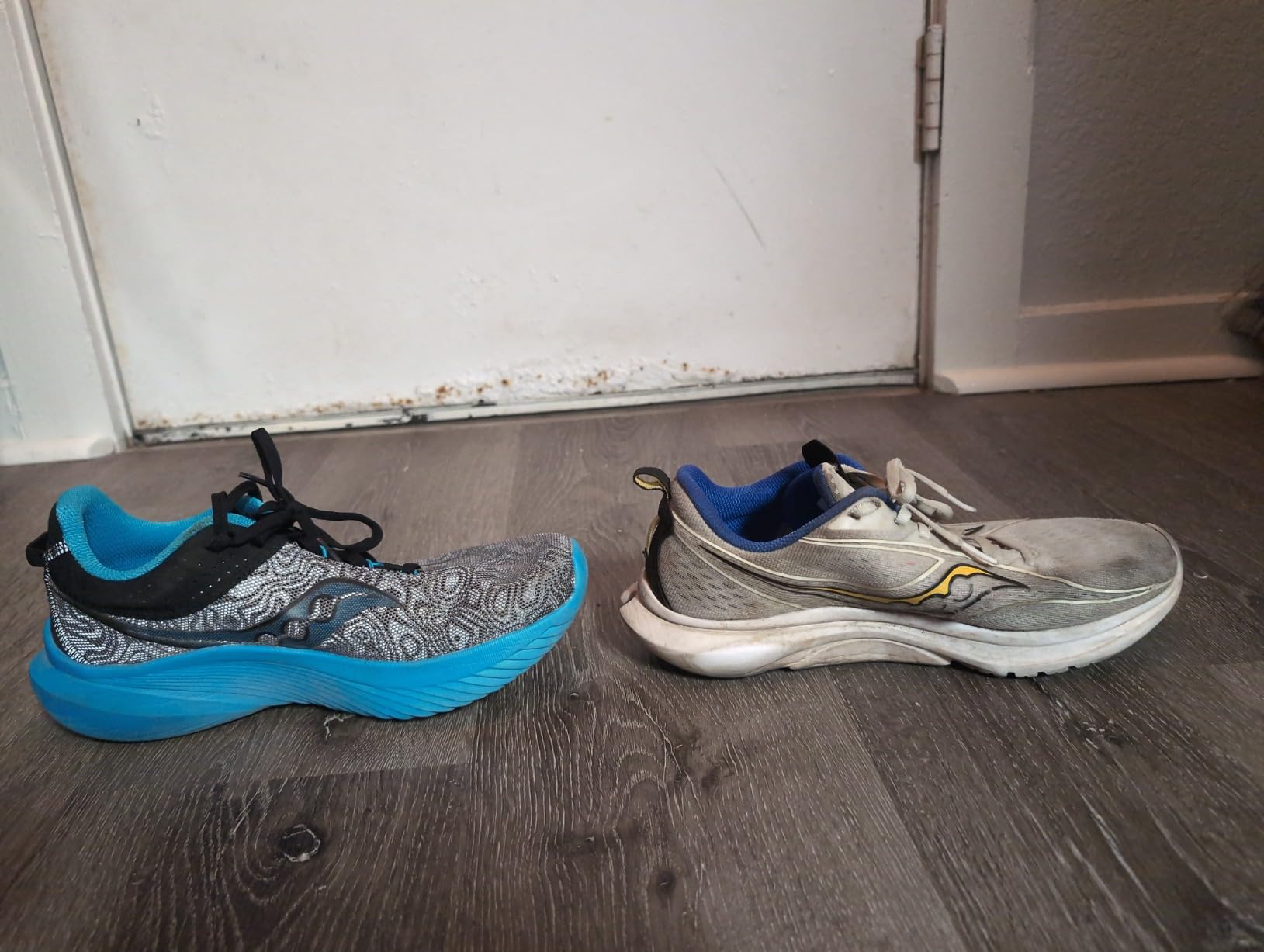 Saucony Kinvara 14 toe box showing narrow forefoot design and mesh construction detail