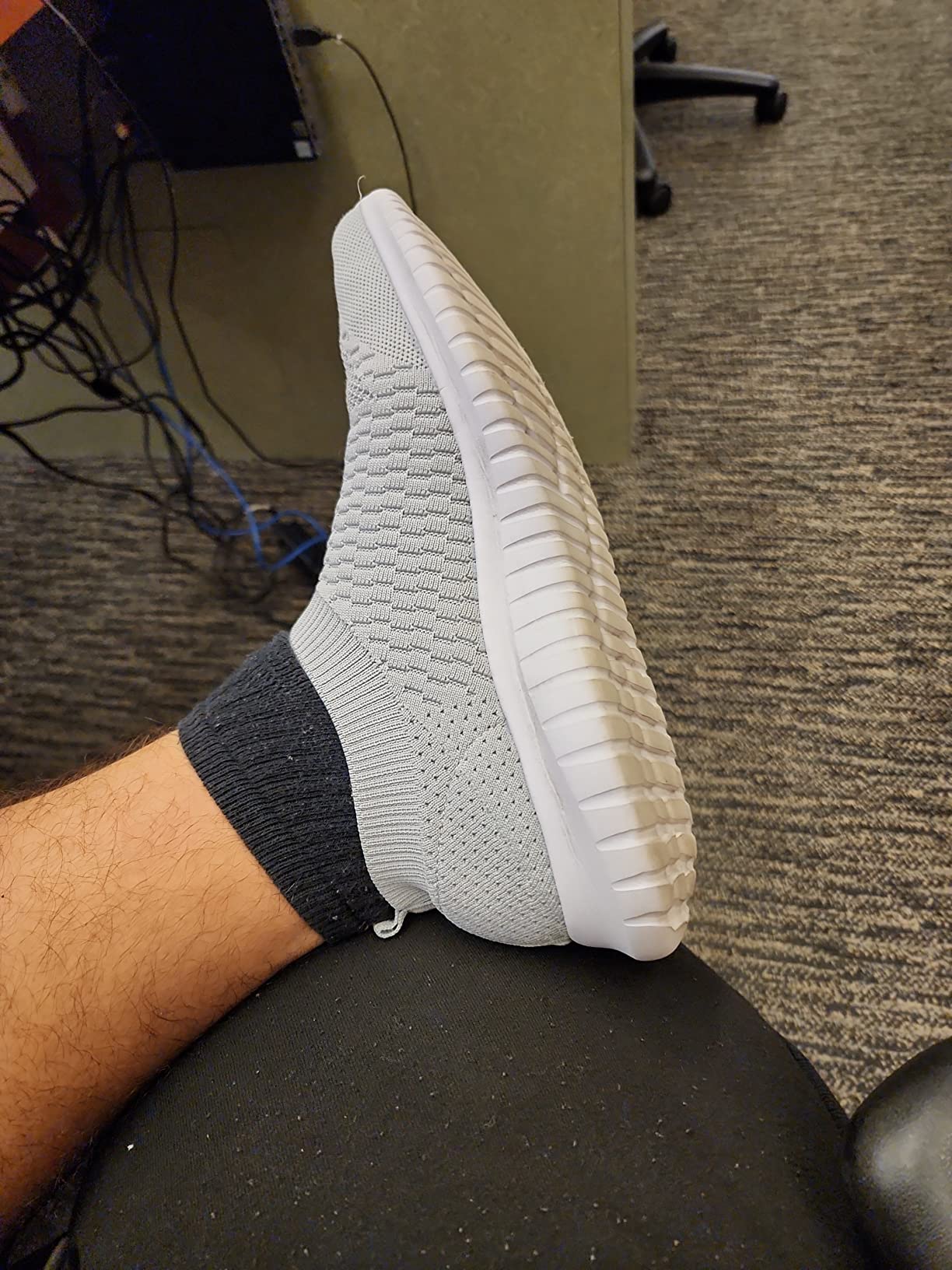 TIOSEBON mens walking shoes white knit mesh slip-on design showing breathable upper construction