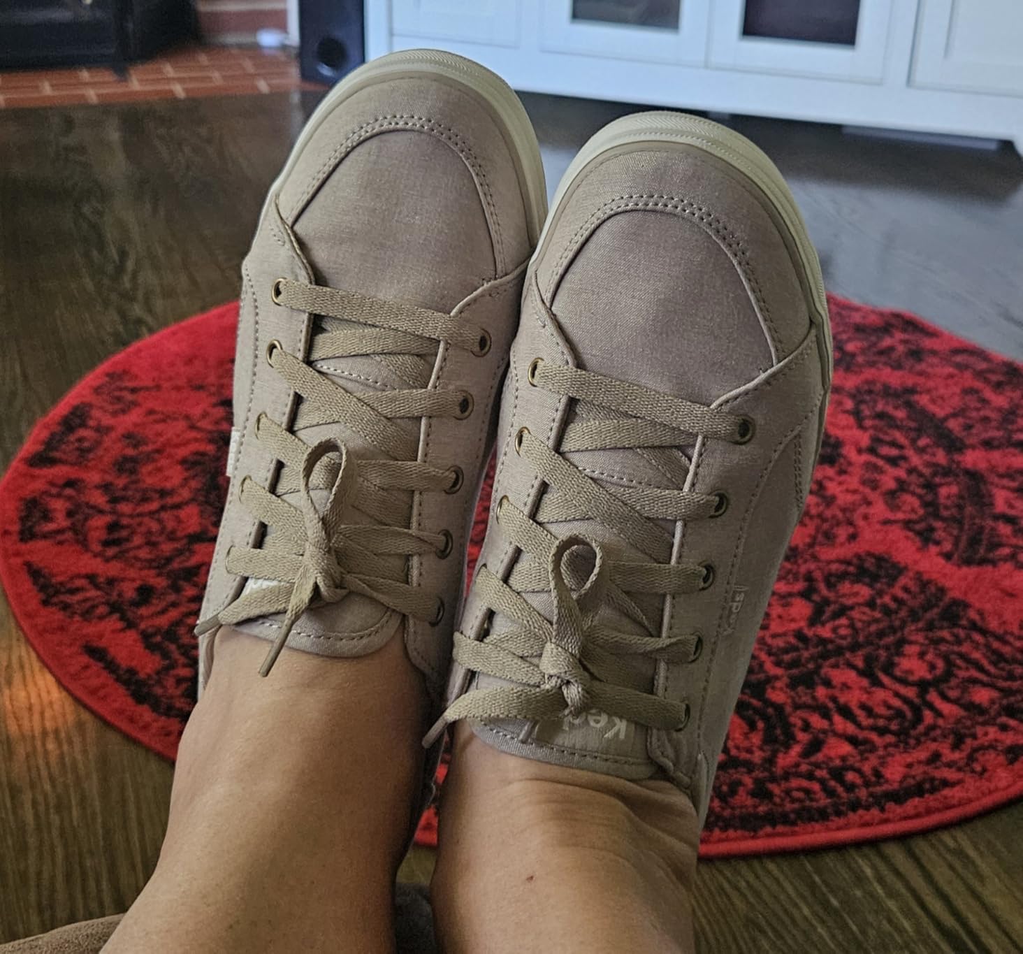 Bottom sole view showing rubber tread pattern and construction of Keds Center III sneakers