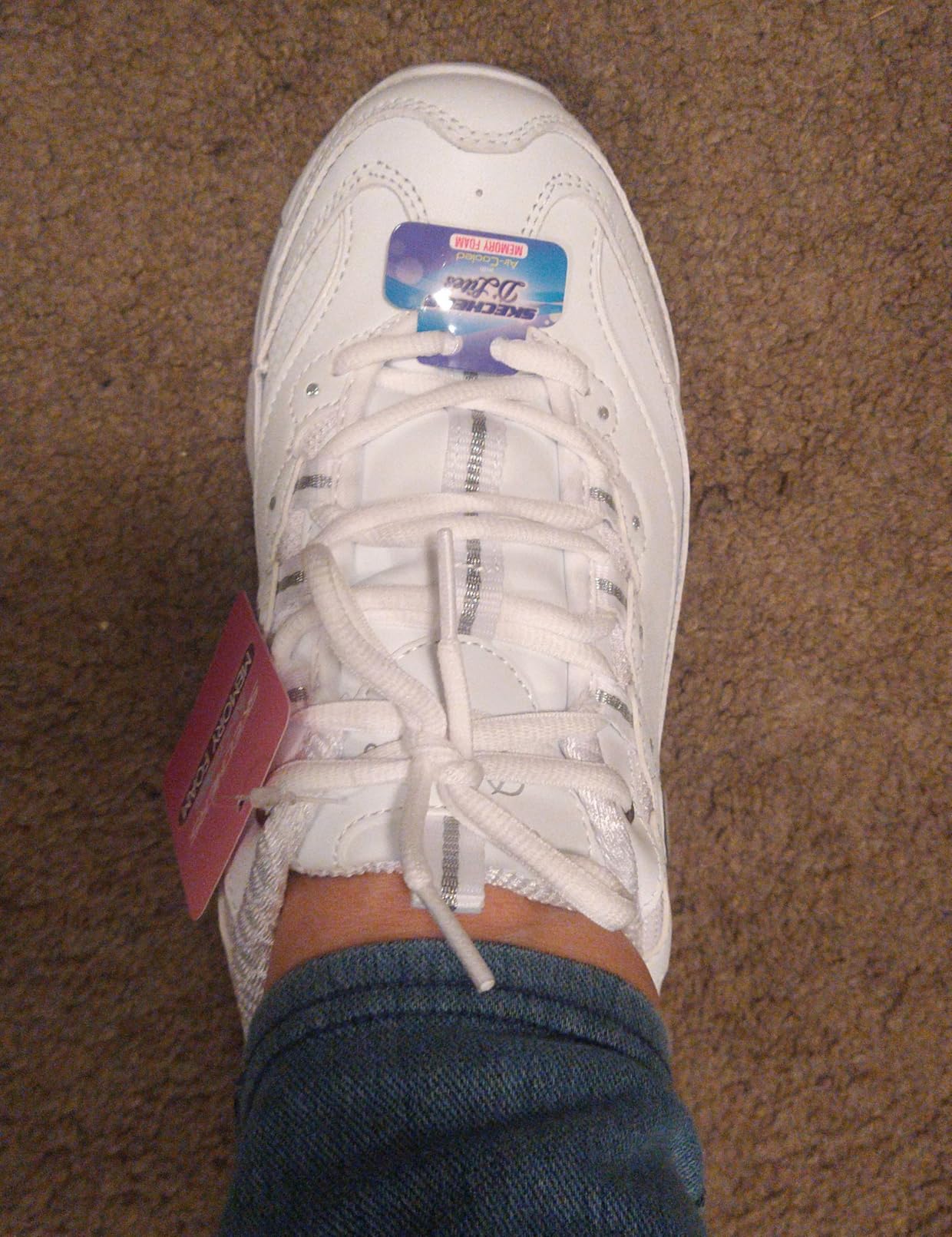 Skechers D'Lites lifestyle shot showing versatility with casual outfit on a normal day