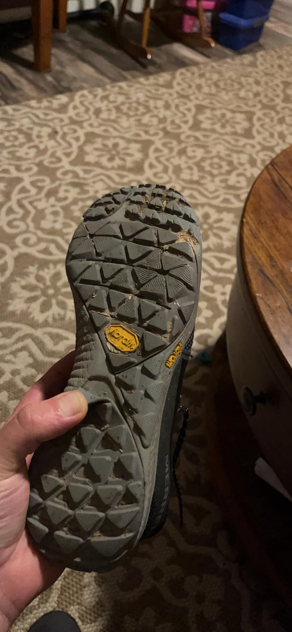 Merrell Trail Glove 6 outsole showing wear pattern and sole condition after 8 weeks of testing