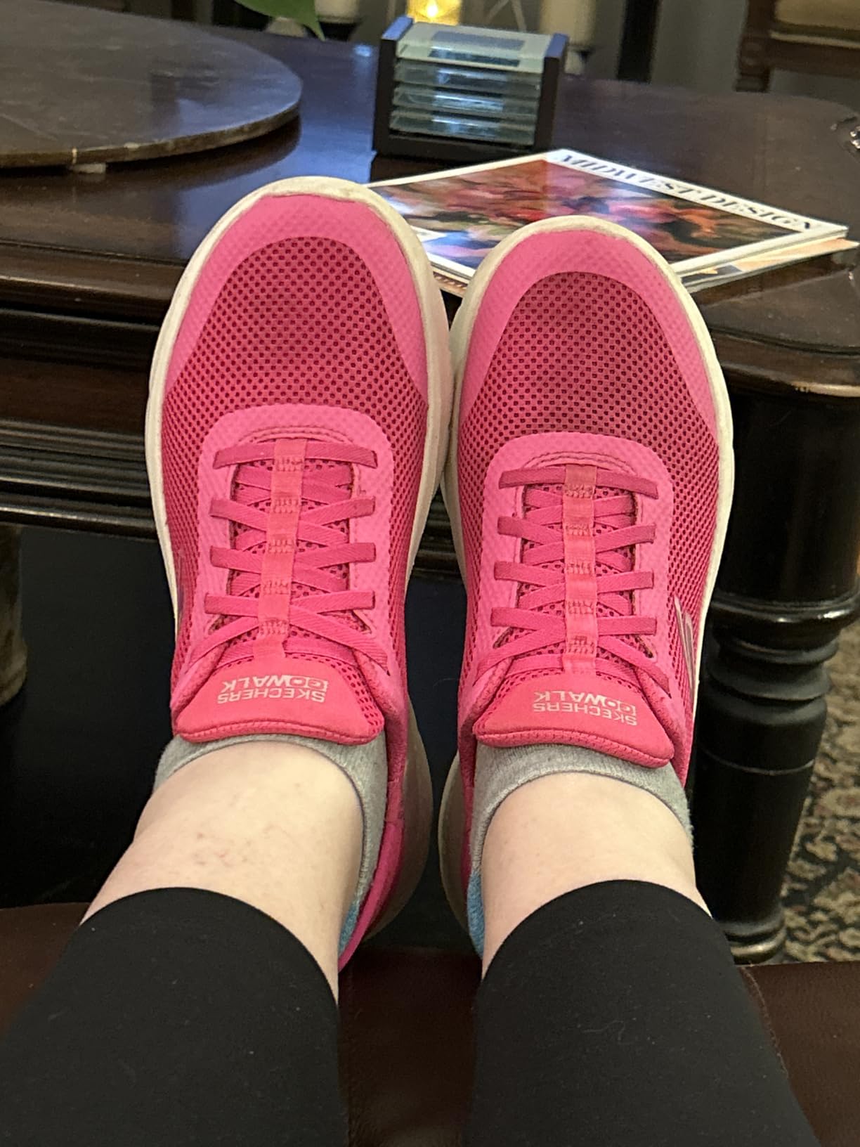 Close-up of Skechers Go Walk Flex sole showing traction pattern and flexible EVA outsole construction
