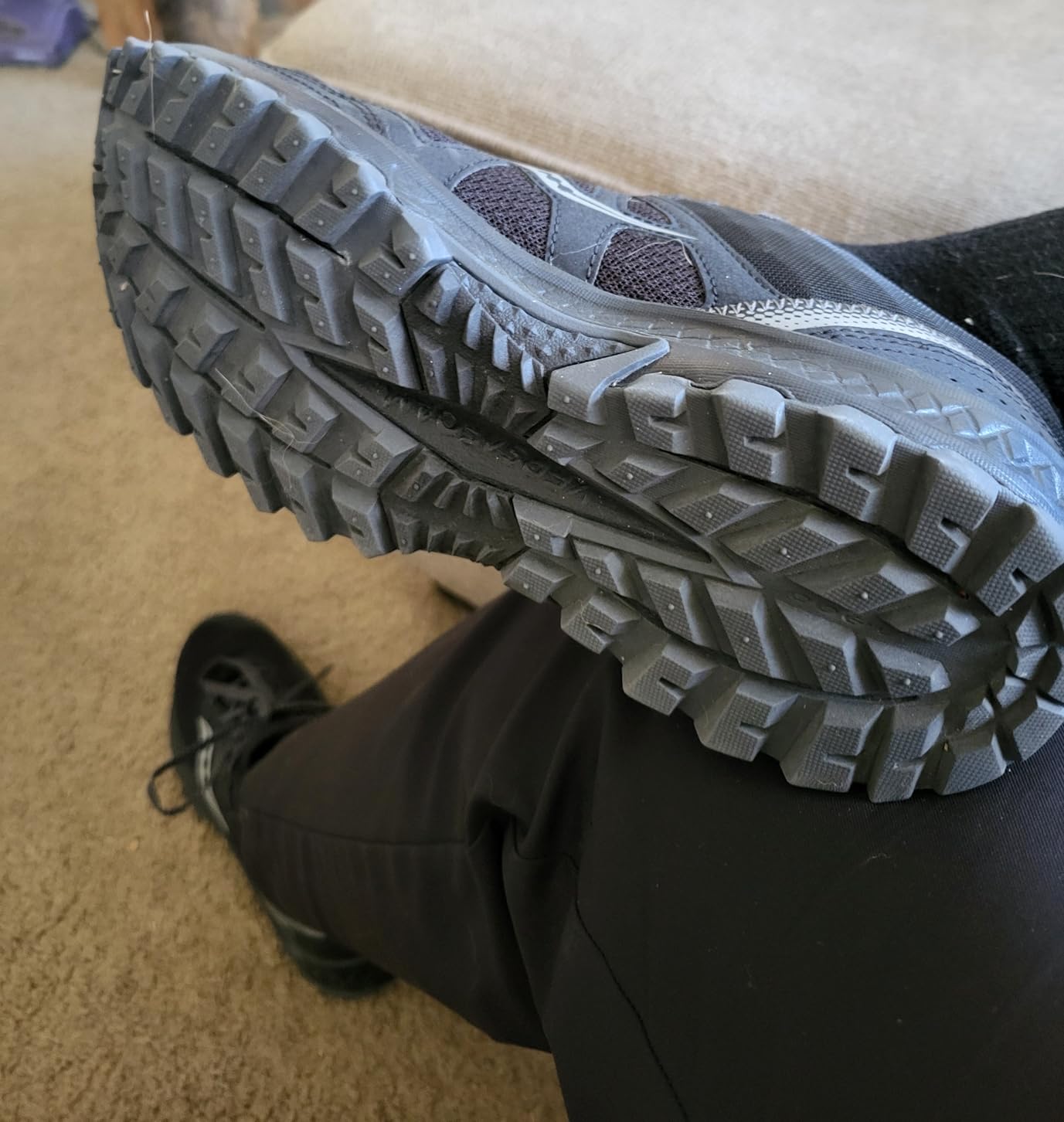 Trail testing photo showing Saucony TR14 after extended use with consistent tread wear