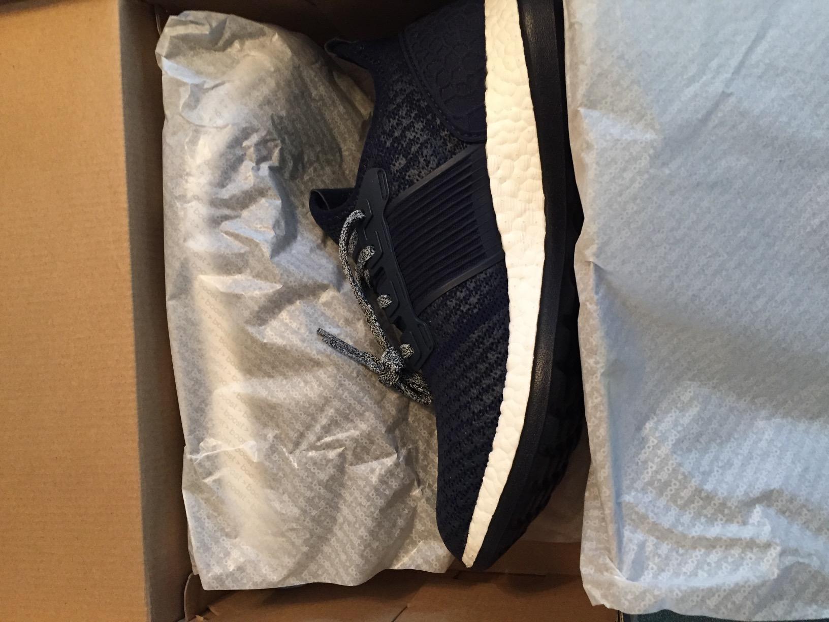 Adidas Pureboost ZG sole detail showing the EVA Stretchweb outsole pattern and Boost midsole layer