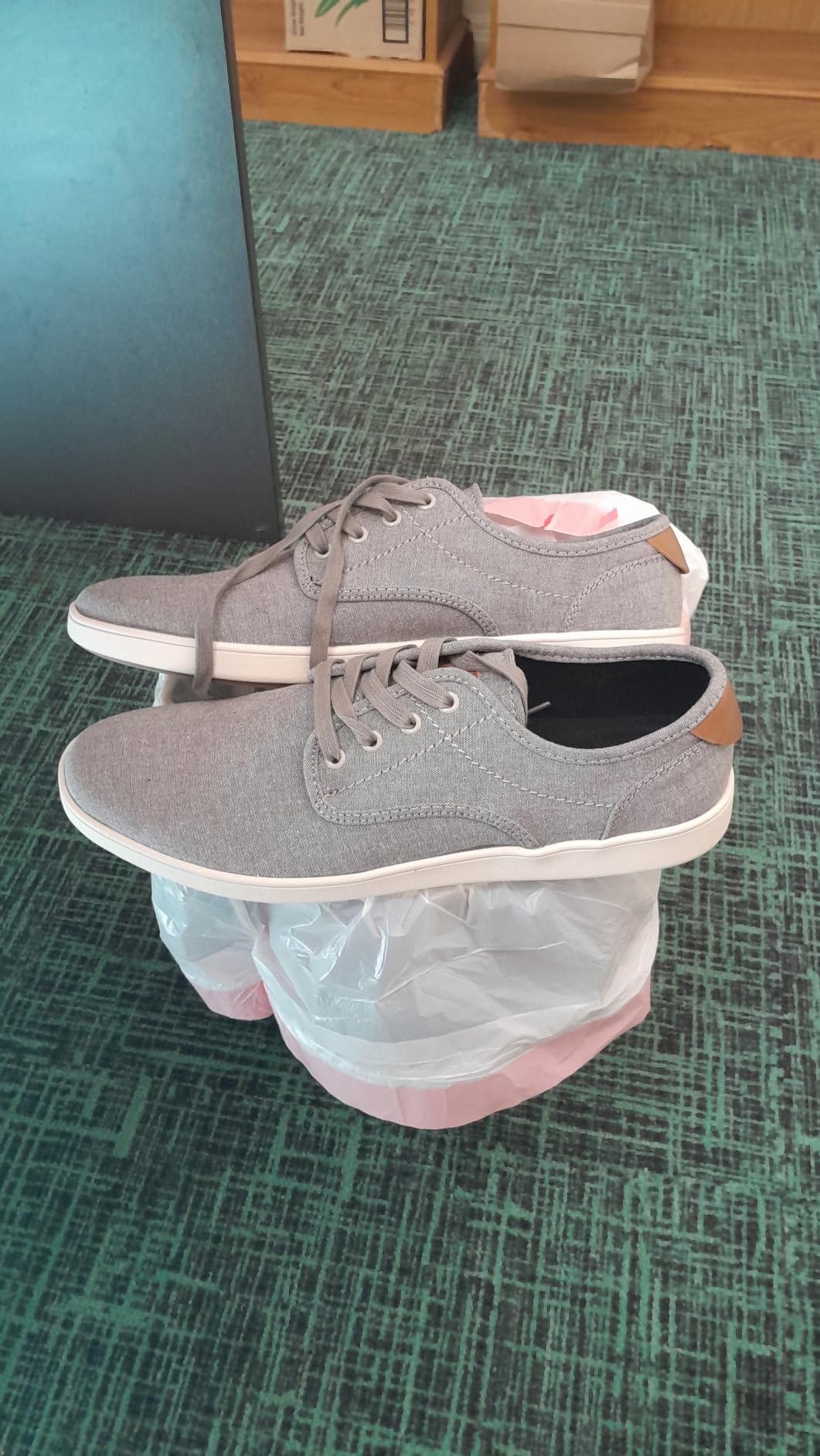 Steve Madden Fenta on-foot style shot in black fabric — slim low-profile silhouette
