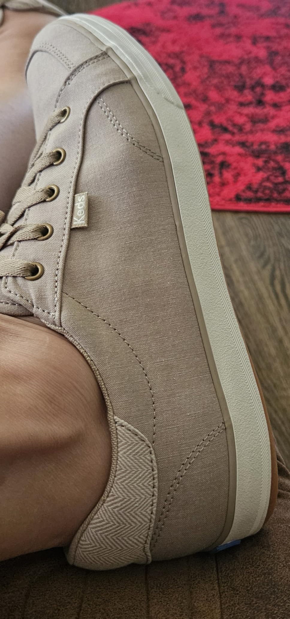 Keds sneakers outdoors showing wear conditions during extended casual use and walking activities