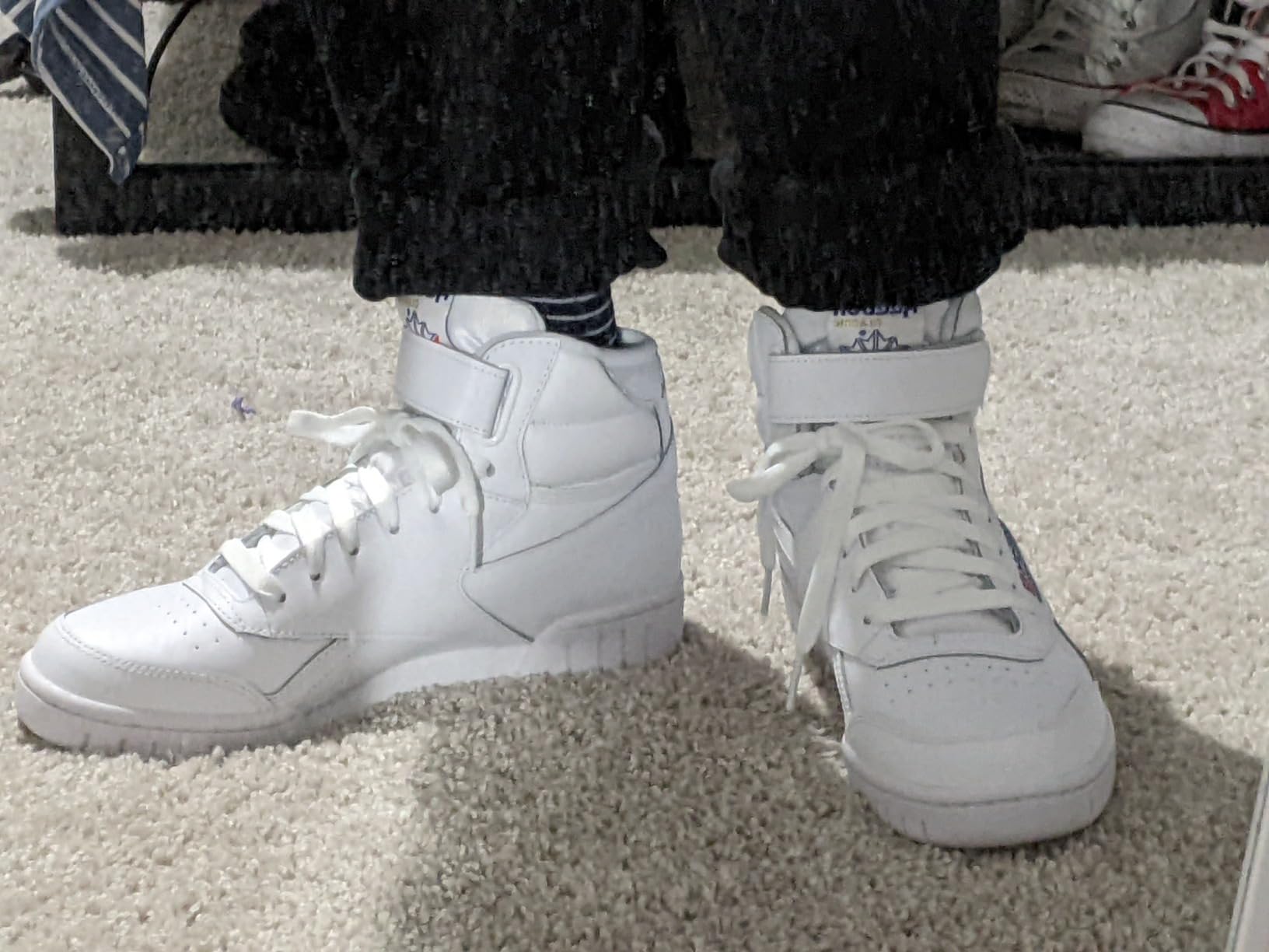 Final product shot of Reebok EX-O-FIT HI showing complete package and value proposition at $65