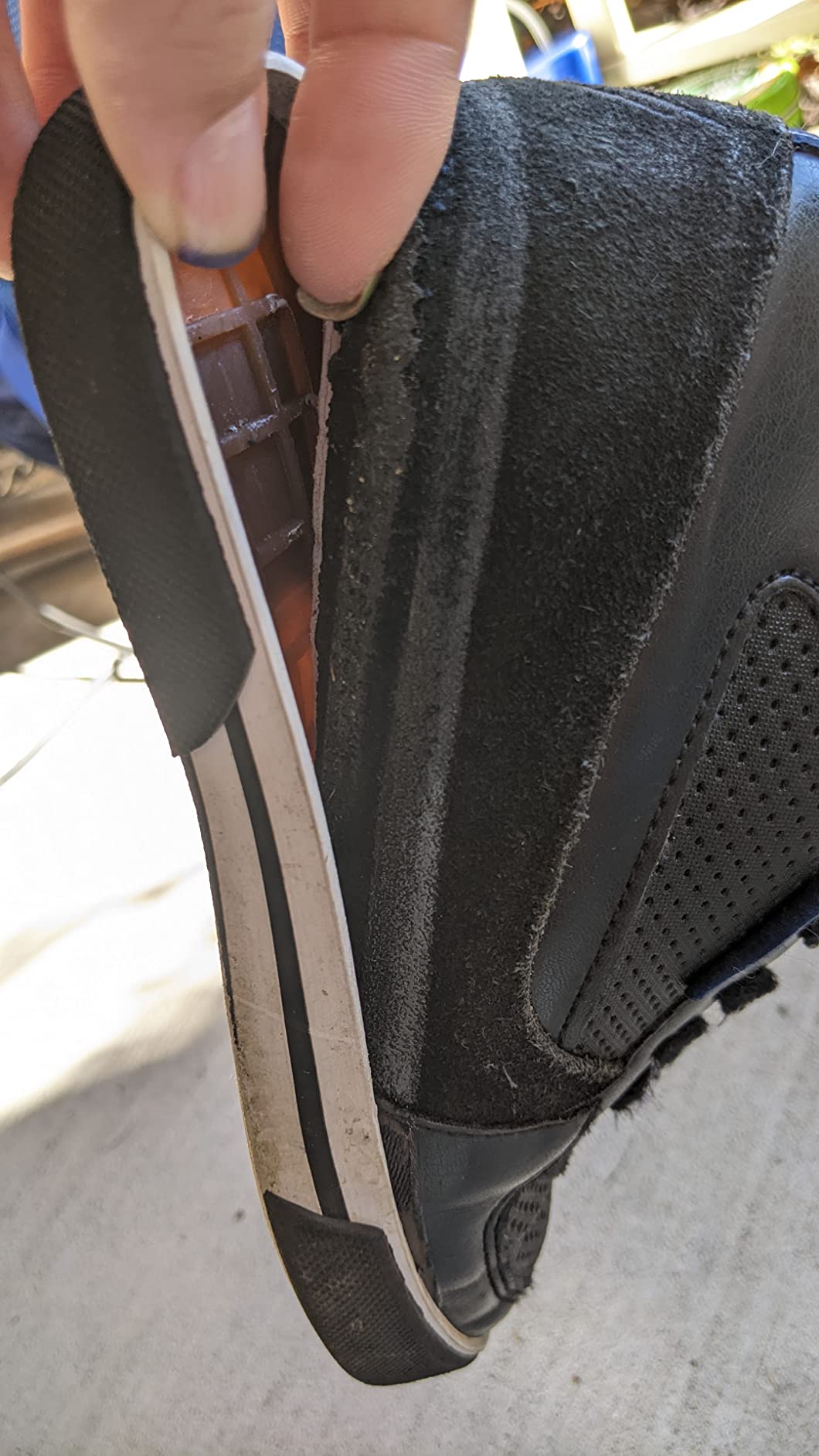 Nautica Kids Horizon sneaker after school wear showing structural failure of sole attachment becoming visible