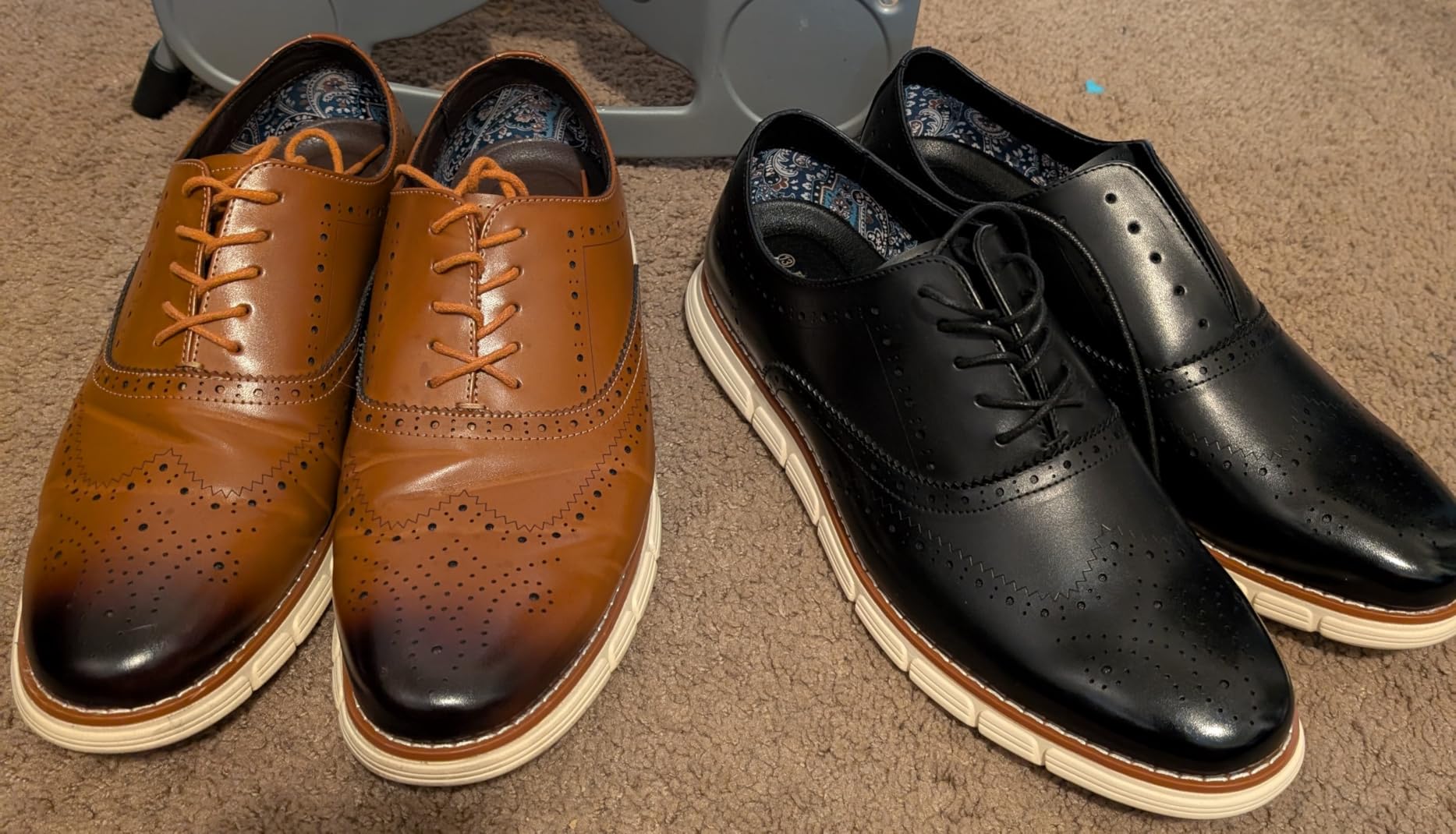 Bruno Marc Men's Crossflex dress sneakers dark brown wingtip oxford design white EVA sole professional hybrid style