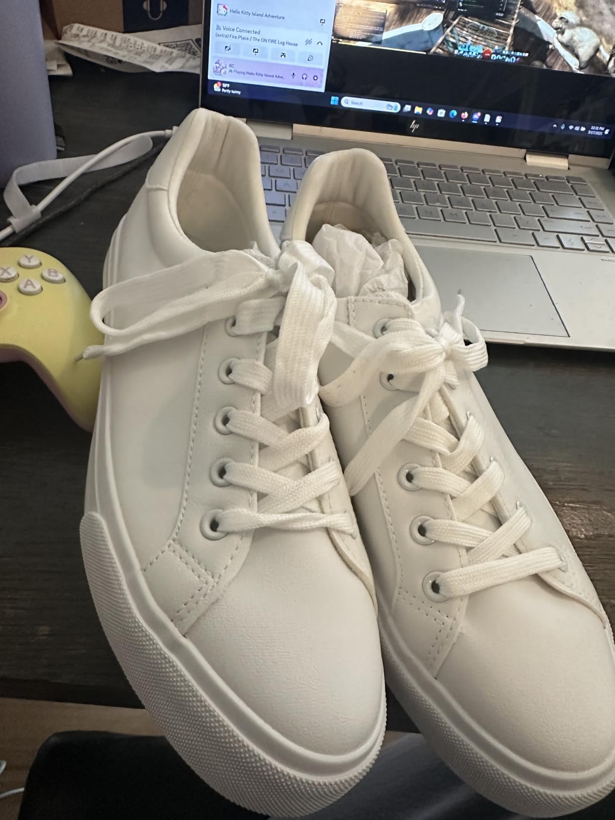 SERNIAL Women's White Tennis Shoes flat lay showing clean PU leather design