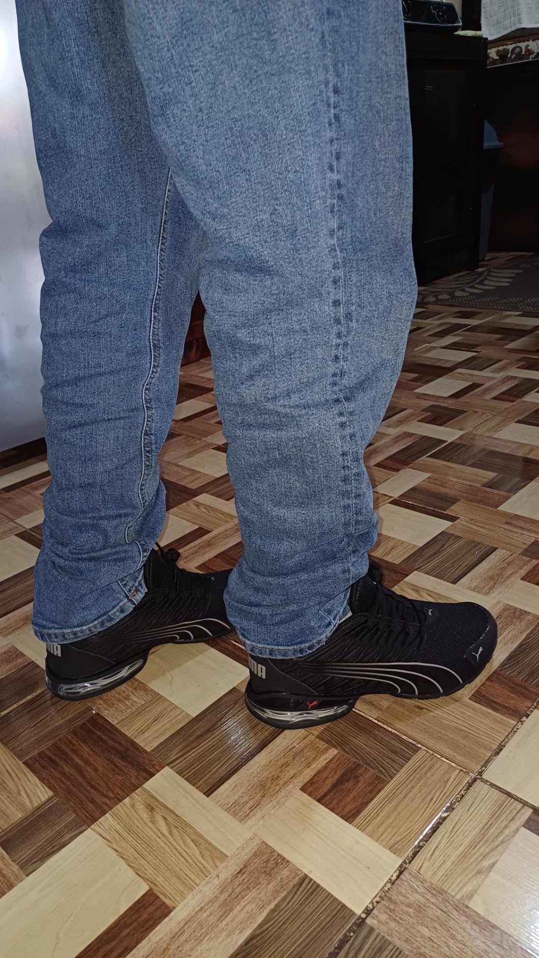 PUMA Voltaic Evo during gym workout showing lateral stability during cross-training exercises