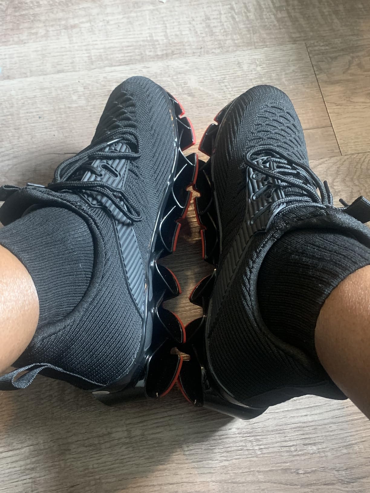 Wrezatro women's sneakers on feet showing fit and sizing consistency