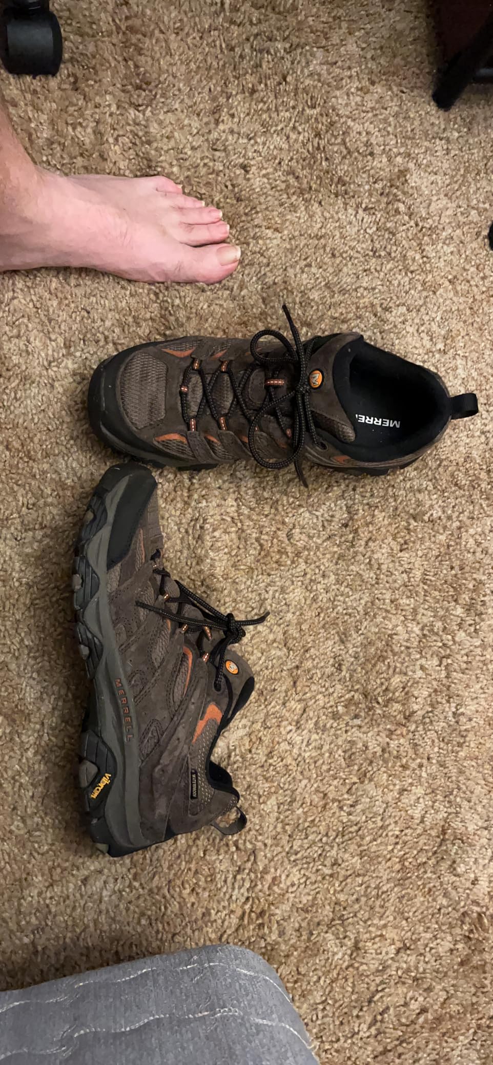Merrell Men's Moab 3 Waterproof final assessment showing full shoe design and construction quality