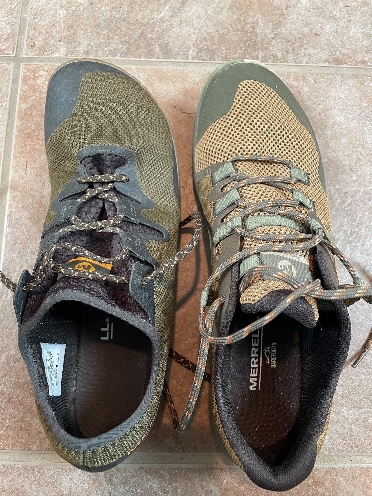 Merrell Trail Glove 6 close-up view of narrow toe box construction and traditional lacing system detail