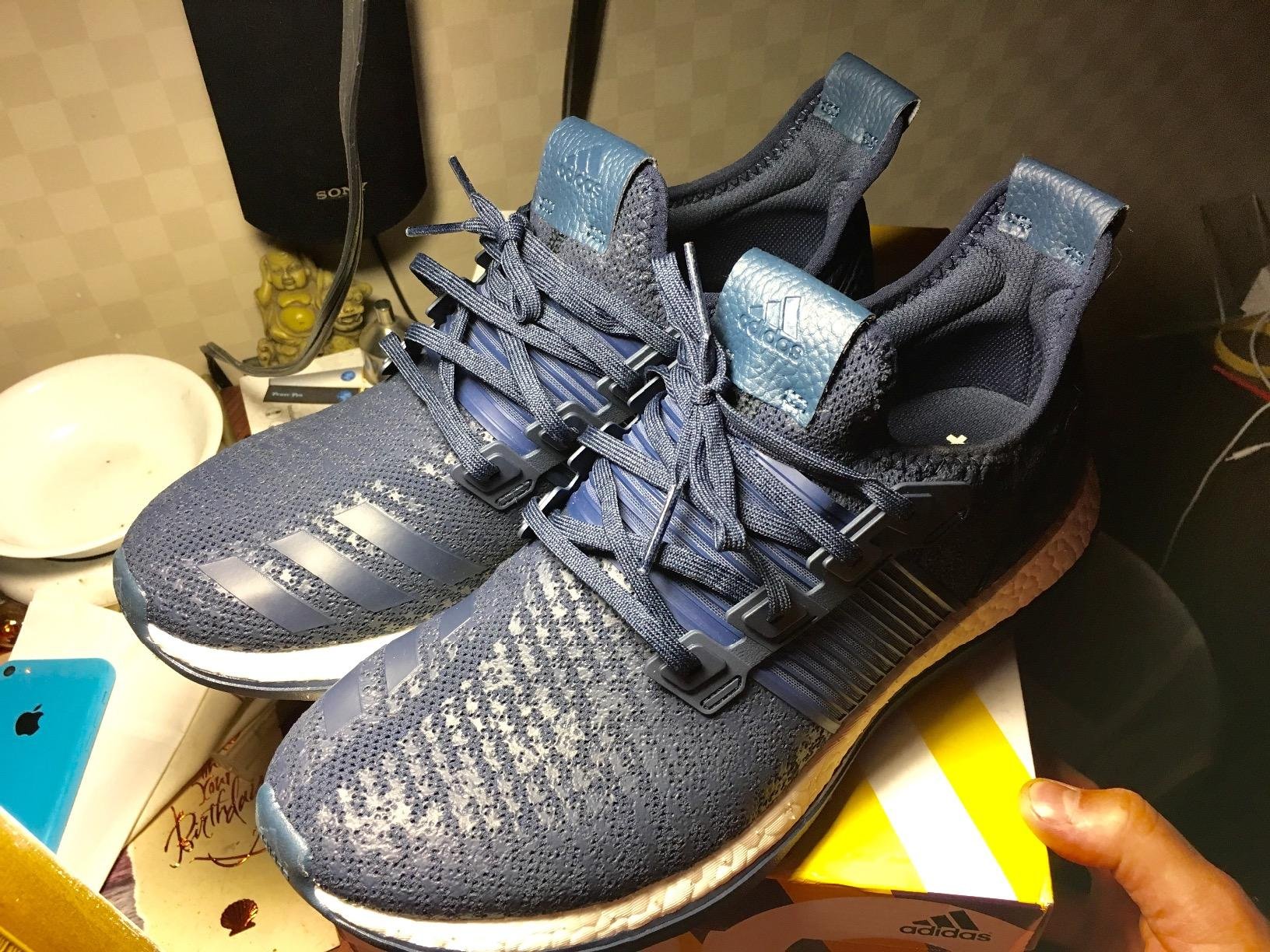 Adidas Pureboost ZG final product shot showing complete shoe design and construction details
