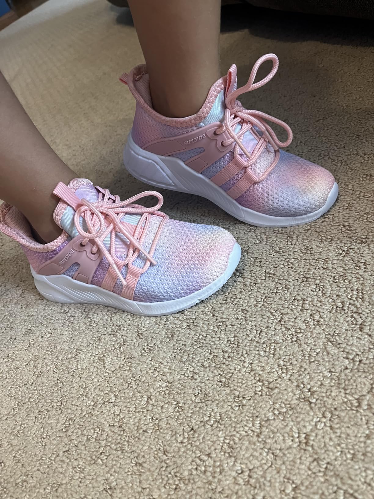 RUNSIDE Girls Tennis Shoes after weeks of wear showing overall condition and wear patterns