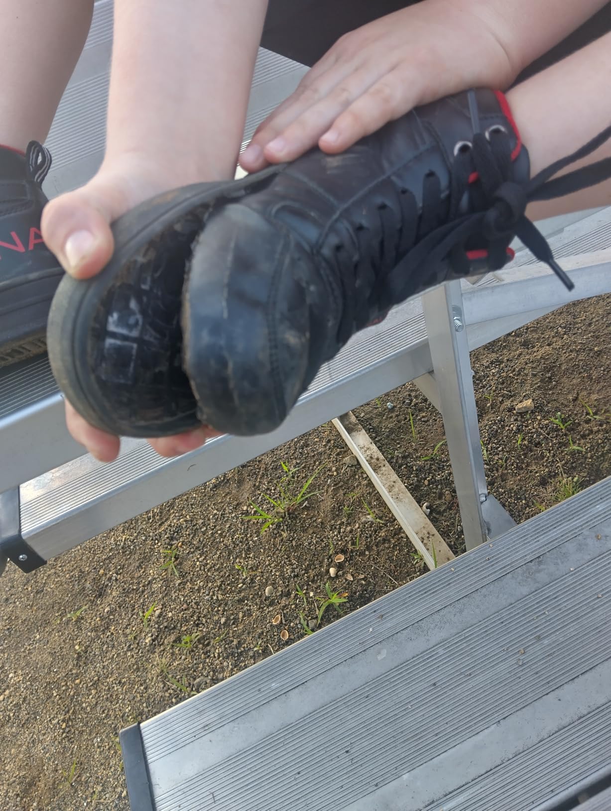Nautica Kids Horizon sneaker showing the sole separation failure with rubber bottom coming away from upper material