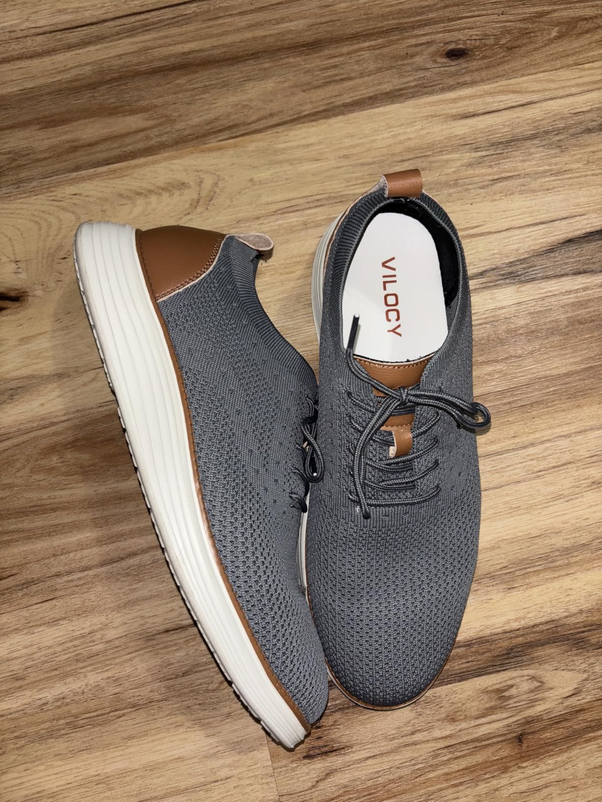 VILOCY Men's Casual Dress Sneakers worn with business casual outfit showing styling versatility