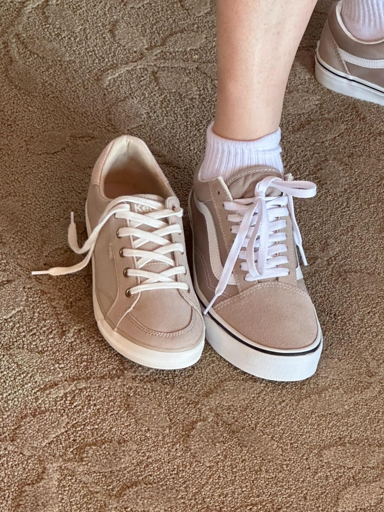 Keds sneakers comparison photo showing sizing and fit context against reference footwear