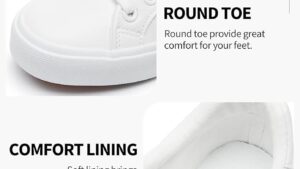 Sernial Womens White Tennis Shoes Pu Leather Sneakers