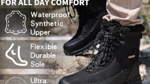 Shulook Men's Snow Boots Waterproof Warm Fur Lined Winter Hiking Boot