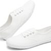 Tuopin Womens White Canvas Sneakers Low Top Lace Up Canvas