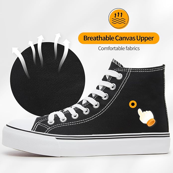 Zgr Womens High Top Canvas Sneakers