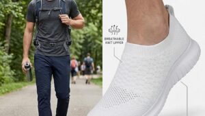 Konhill Men's Athletic Walking Shoes Breathable Knit Slip On Sneakers